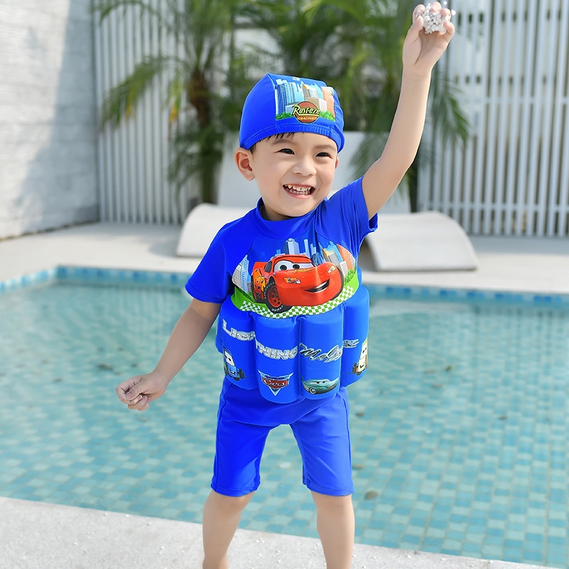 New kiddie swimsuit Boy cartoon baby Kiddie Conjoined learn to swim buoyancy swimsuit float swimsuit full figure
