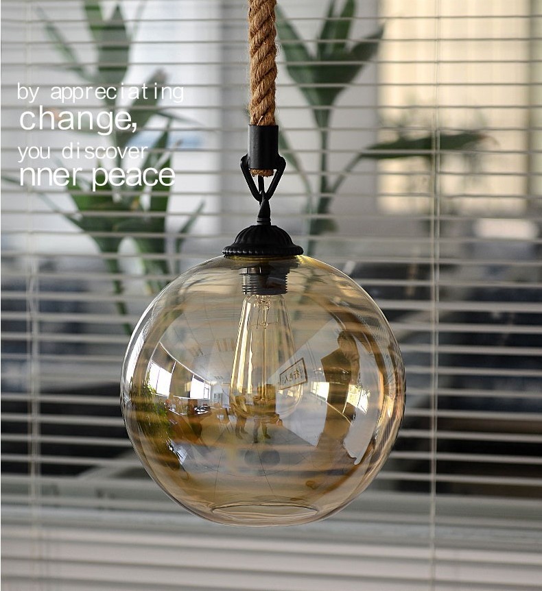 Export FUG1loft American-style personalized rope retro lighting fixtures, bar counter restaurant lights, creative glass clothing store chandeliers details Picture