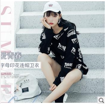 A loose hooded sweatshirt for female students, a versatile and soft girl ulzzang long-sleeved couple's jacket details Picture