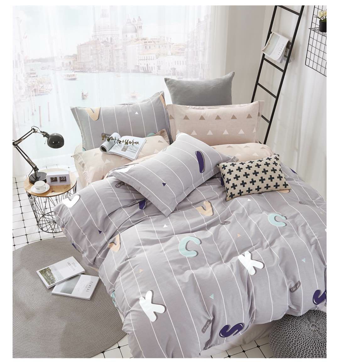 Pure cotton four-piece set, all-cotton printed bedding, Muslim-style double quilt cover, pillow factory Specification image