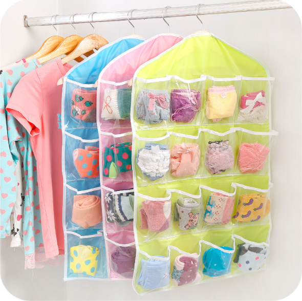 16格衣柜内裤袜子分类收纳袋挂袋 悬挂式储物整理收纳袋