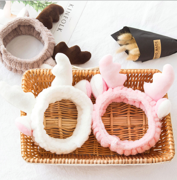 Cute antlers for sale, hairbands for washing faces, hair bands, women's makeup headbands, facial masks, hair ties, velvet, wide hair edges Specification image