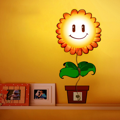3D children's room wallpaper, floral wall lamps, bedroom led bedside lamps details Picture