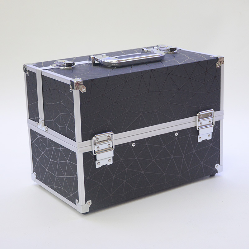 New mesh makeup case Aluminum portable makeup case three layers double open beauty tattoo case Nail tool makeup case