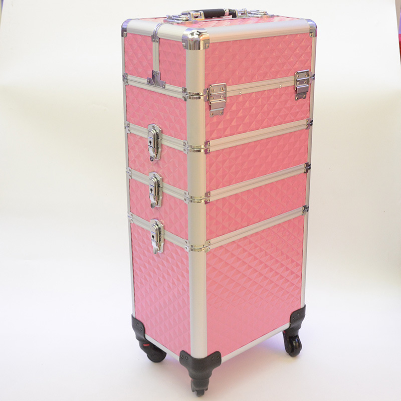 Manufacturers direct large four - layer pull - rod makeup box can be split tattoo nail salons universal wheel makeup kit