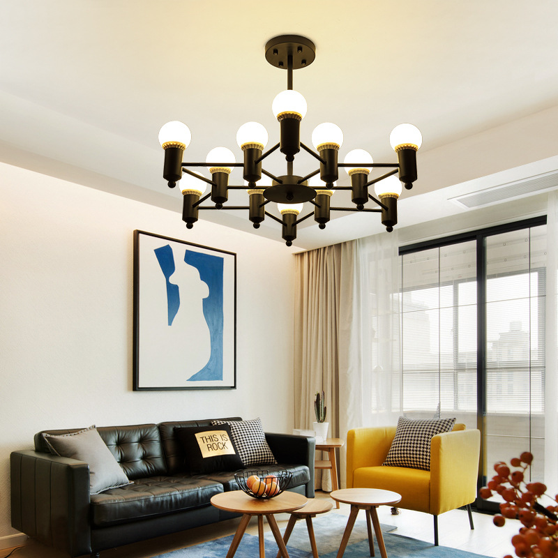 American country, postmodern, simple, Nordic lighting fixtures, personalized and creative living room chandelier E27 Specification drawing