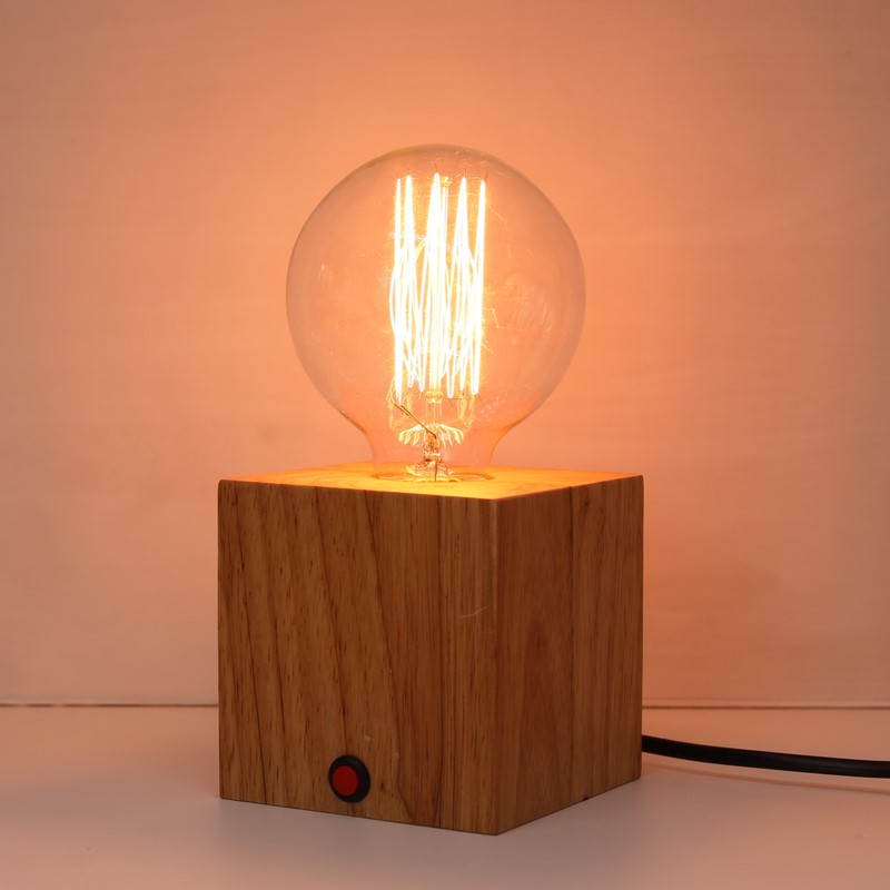 Cross border square simple bedroom bedside wooden table lamp Nordic study living room eye protection table lamp