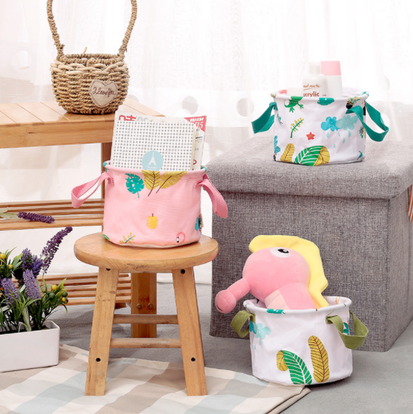 韩版布艺收纳篮桌面杂物储物篮棉麻卡通手提收纳筐产品图