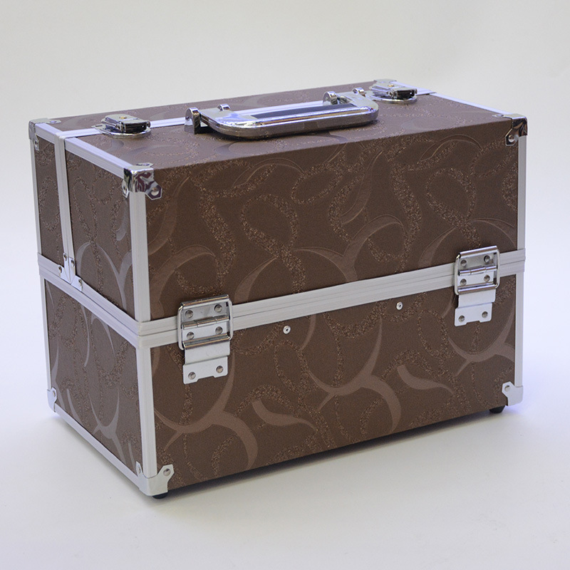 New retro make-up box Aluminum portable make-up box three layers double open beauty tattoo box manicure tool storage box