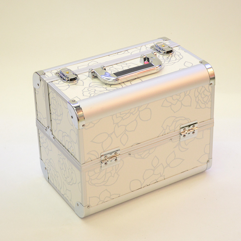 Aluminum makeup case Tattoo nail kit Hand tattoo eyebrow beauty and makeup box double open multi-layer makeup case