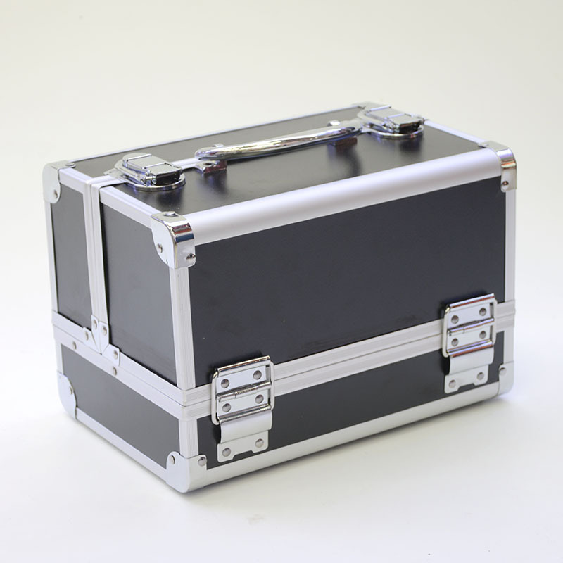 Professional aluminum makeup box Tattoo toolbox nail box handheld eyebrow beauty and makeup box multi-layer double open thumbnail