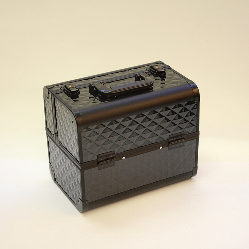 Aluminum box manufacturer double open box professional portable multi-layer beauty salon toolbox cosmetics box makeup box