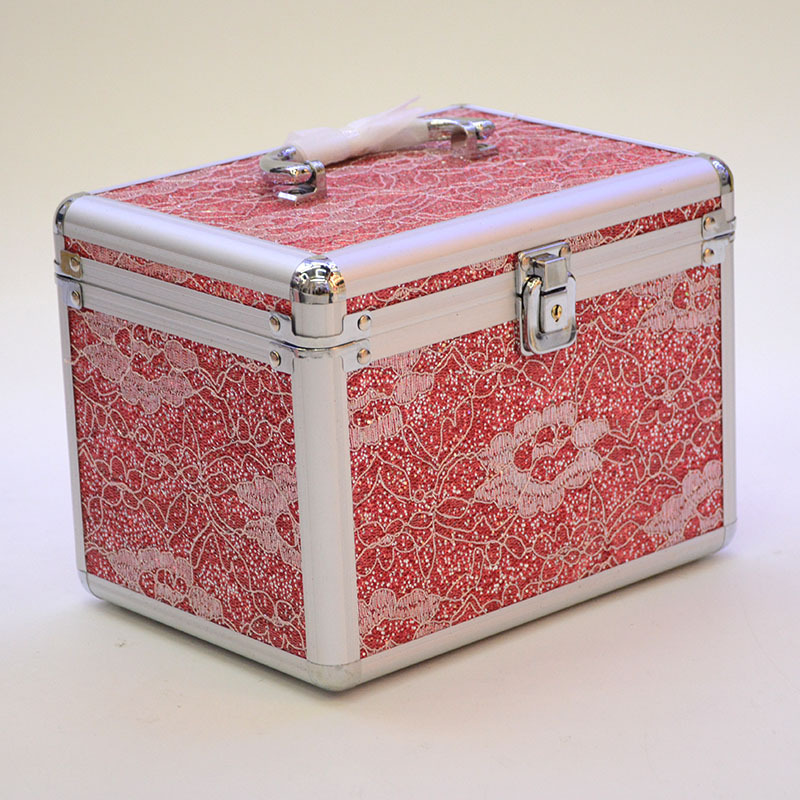 Three-piece aluminum cosmetic case Portable cosmetic case Travel cosmetic bag large capacity fashion flash powder cosmetic case