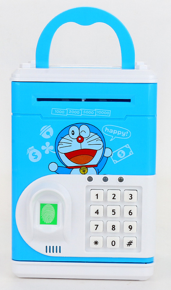 批发自动卷钱指纹自动开门存钱罐创意卡通儿歌音乐早教ATM存钱罐