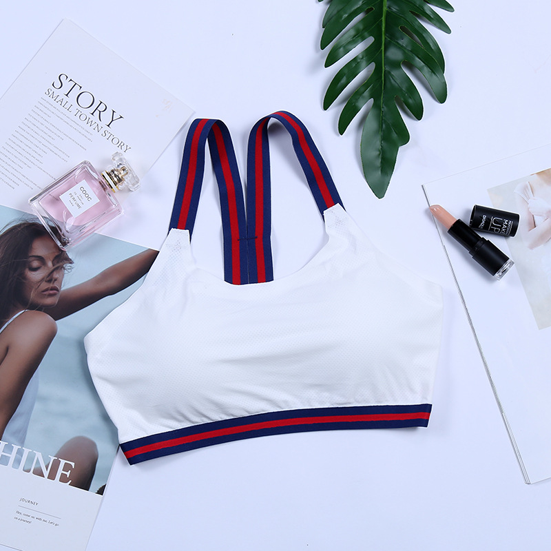 2018 New Women's Striped Vest Yoga Fitness Elastic Strap Underwear When Shang Ice Silk Beauty Back Manufacturers Selling details Picture