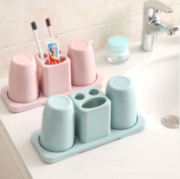 创意牙刷架洗漱套装双人漱口杯牙具座情侣牙膏架卫生间置物收纳架