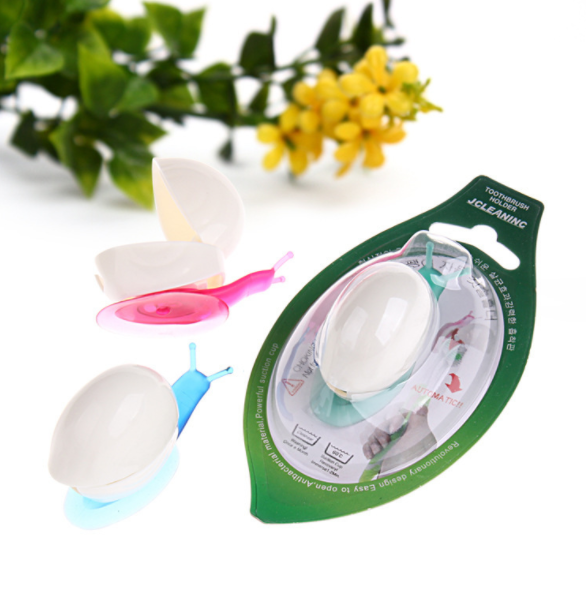 卡通创意蜗牛吸盘式牙刷架墙面吸附 防尘旅行韩式浴室牙刷壁挂架产品图