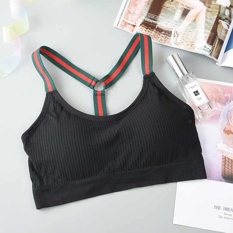 2018 Comfortable And Breathable Back Bra One Piece Seamless Striped Strap Underwear Outdoor Sports Bra Wholesale Specification drawing