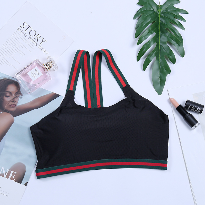 2018 New Women's Striped Vest Yoga Fitness Elastic Strap Underwear When Shang Ice Silk Beauty Back Manufacturers Selling Specification drawing