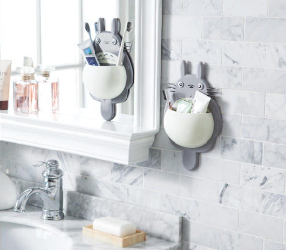 卡通龙猫牙刷架强力三吸盘多功能浴室洗漱牙膏牙刷收纳架现货
