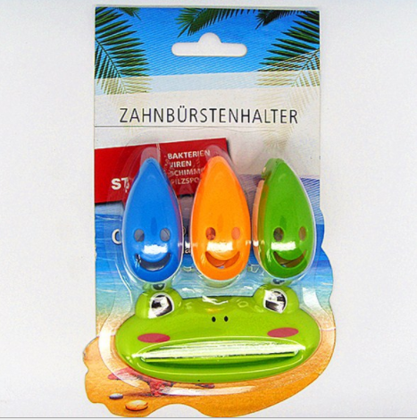 挤牙膏器牙刷架套装 卡通动物动物挤牙膏器 笑脸牙刷架细节图