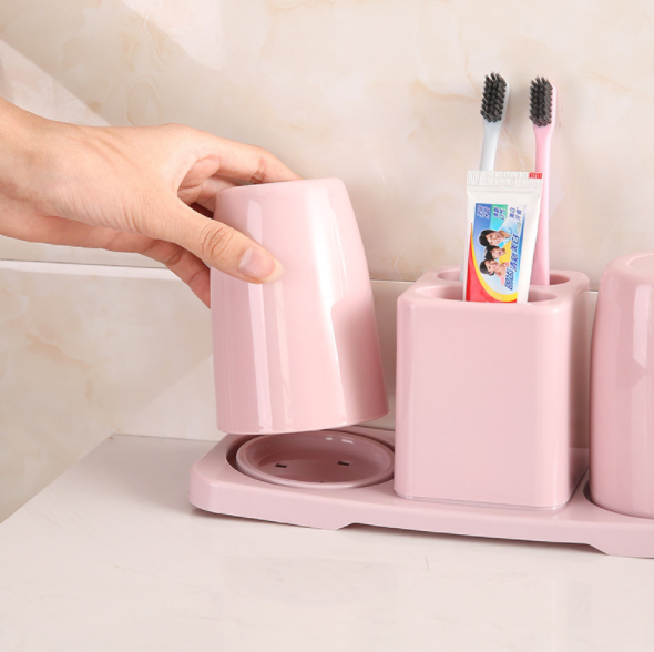 Creative toothbrush rack, toiletry set, double mouthwash cup, toothbrush holder, couple toothpaste rack, bathroom storage rack Application Scenario