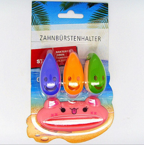 挤牙膏器牙刷架套装 卡通动物动物挤牙膏器 笑脸牙刷架产品图