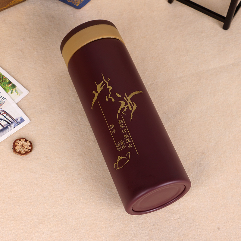 Purple clay cups, office cups, insulated cups, stainless steel plastic cups, red wine cups, plastic glass cups, fashionable purple clay cups details Picture