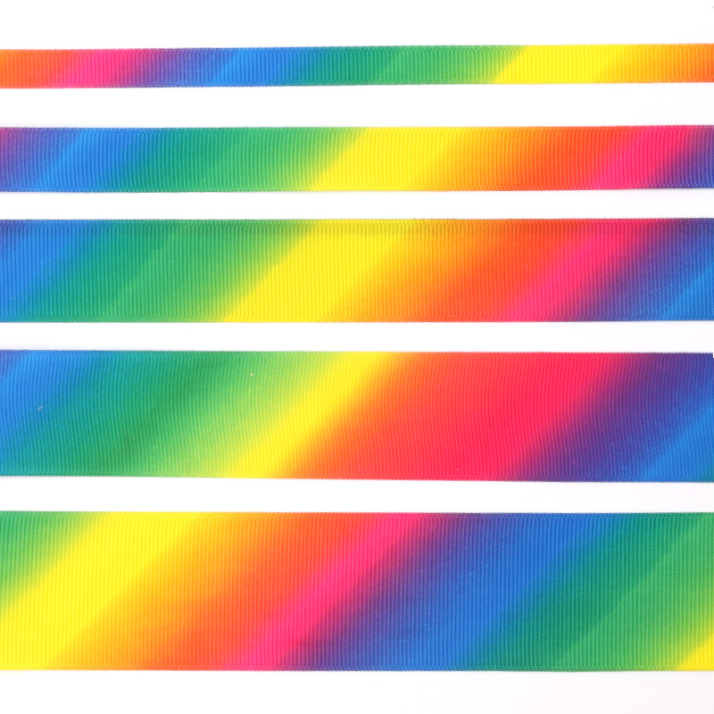 Manufacturers Supply Double-Sided Colorful Gradient Rainbow Ribbon Polyester Ribbon Bow Ribbon Can Be Customized In Various Sizes Specification drawing