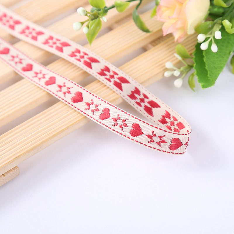 Supply High Quality Polyester Special Shape Yarn-Dyed Ribbon Diy Luggage Decoration Accessories Ribbon Manufacturers Custom Wholesale Specification drawing