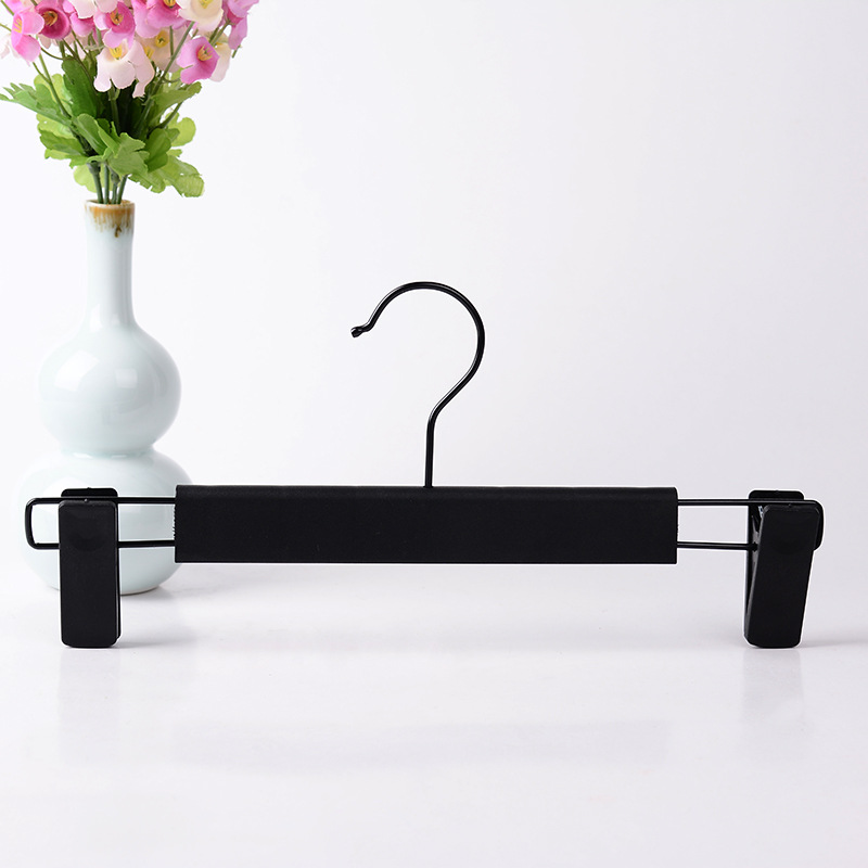 黑色磨砂裤夹加厚塑料衣架批发 服装店衣架 防滑裤架厂家直销产品图