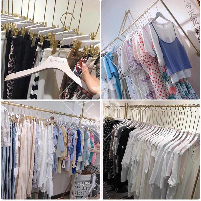 Clothing Store White Solid Wood Hangers Washed To Make Old Vintage White Wooden Clothes To Hold Clothes Hanging Pants Clip Custom Log details Picture