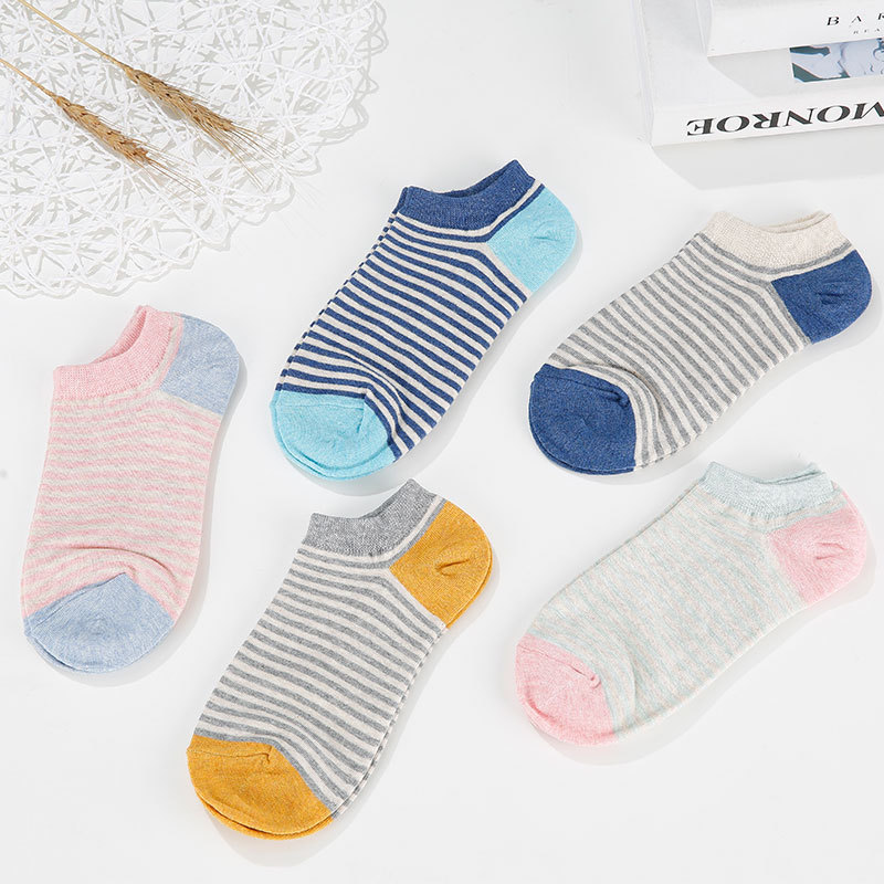 Summer hot style girls cotton socks Korean version of candy color stripes breathable socks trade women's socks manufacturers custom wholesale thumbnail