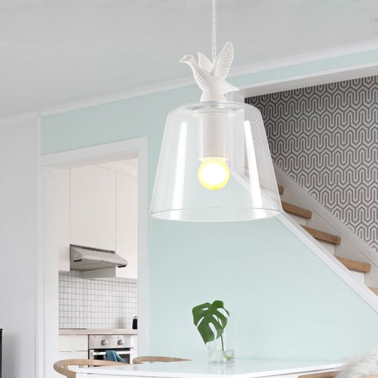 Nordic restaurant bedroom light bar counter lamp E27 three-headed little duck resin simple pendant lamp details Picture
