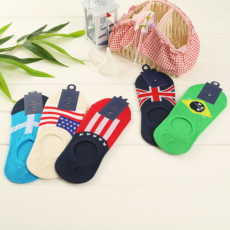 Foreign trade hot style national flag cotton invisible socks deodorant men jacquard socks socks short socks shallow mouth socks wholesale thumbnail