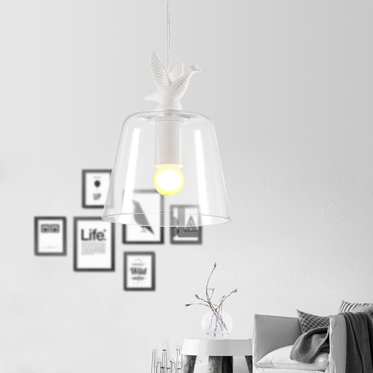 Nordic restaurant bedroom light bar counter lamp E27 three-headed little duck resin simple pendant lamp full figure