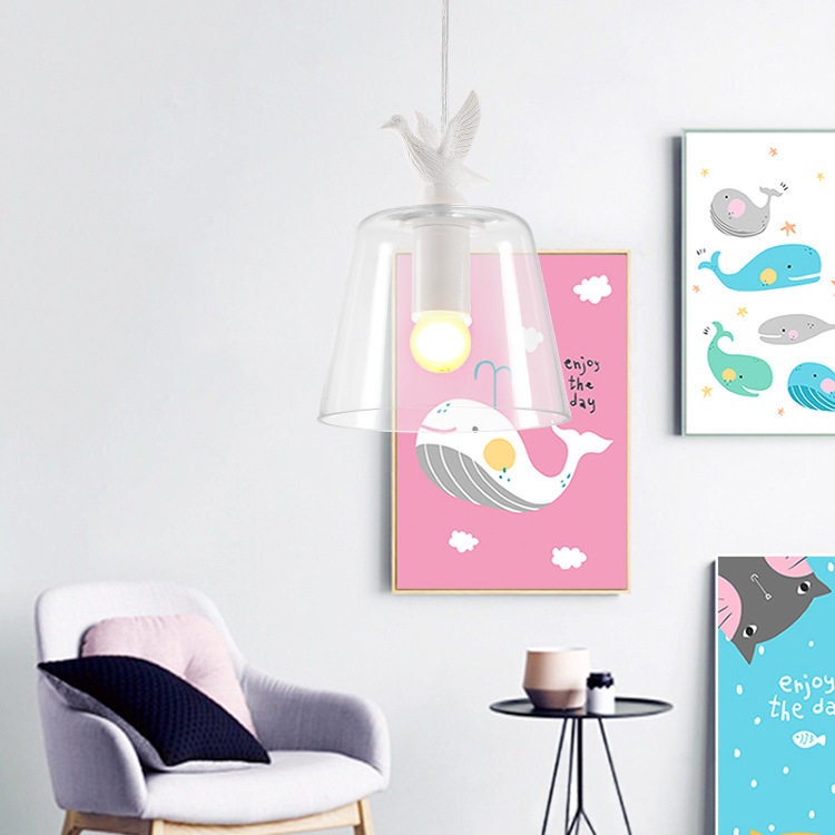 Nordic restaurant bedroom light bar counter lamp E27 three-headed little duck resin simple pendant lamp Specification drawing