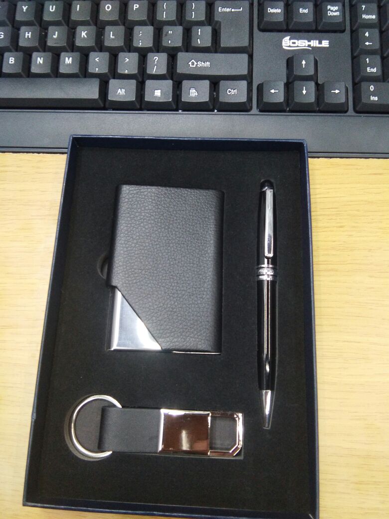 Moxuan Gifts Office Cultural Festival Supplies Office Gift Set: Keychain + Business card Case + Pen