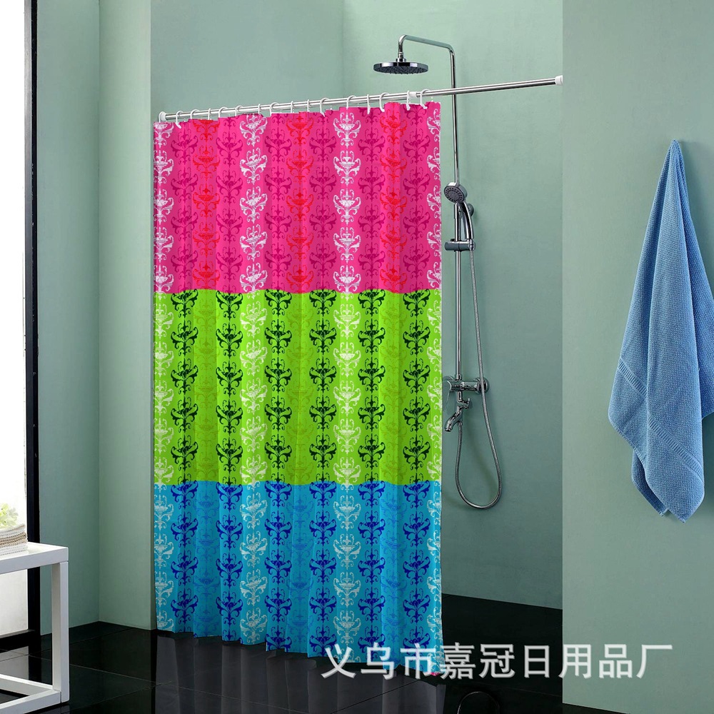 软家装布浴帘 炫彩印花涤纶浴室帘防水加厚防霉外贸订做