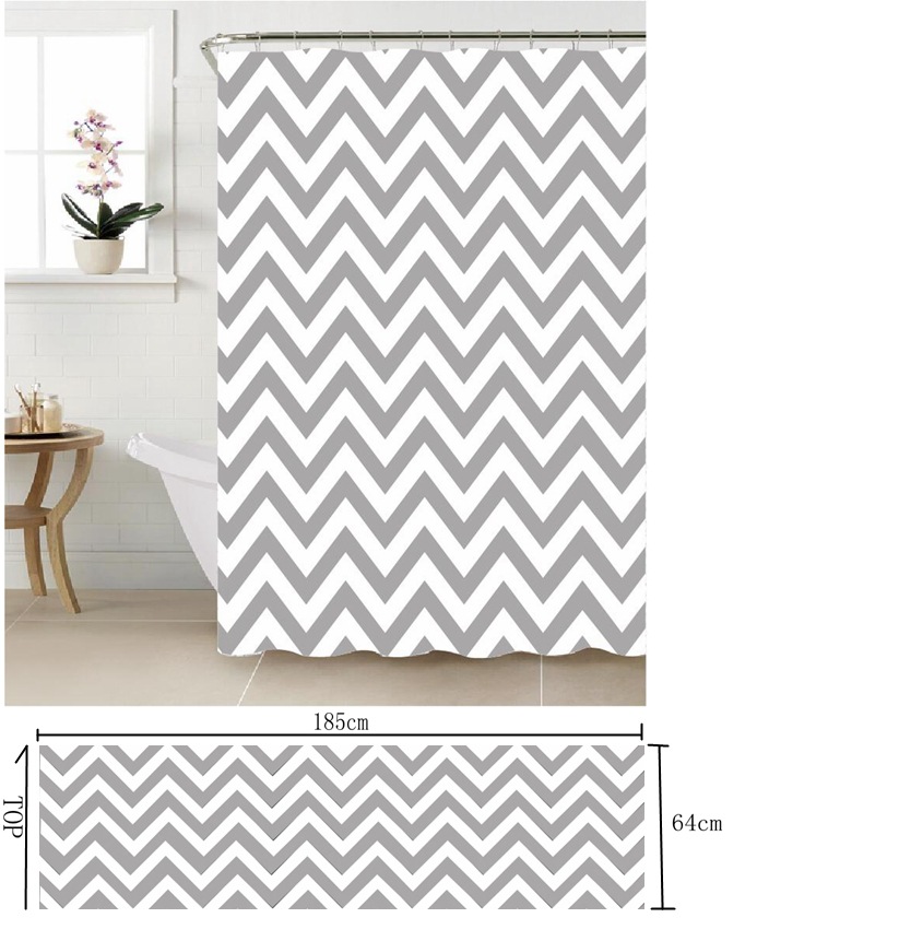 Spring sub-spinning wave polyester shower curtain 90GSM bathroom curtain custom wholesale