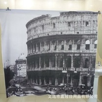 European architecture Roman street view retro polyester shower curtain full edition pattern bath curtain
