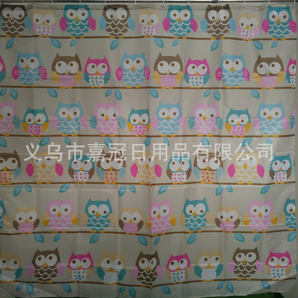 欧美时尚卡通猫头鹰涤纶浴帘环保防水防霉厂家批发浴室帘