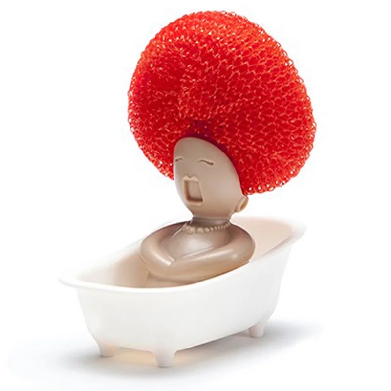 浴缸美女厨房洗碟沥水架创意厨房海绵钢丝球擦收纳 钢丝球收纳架细节图