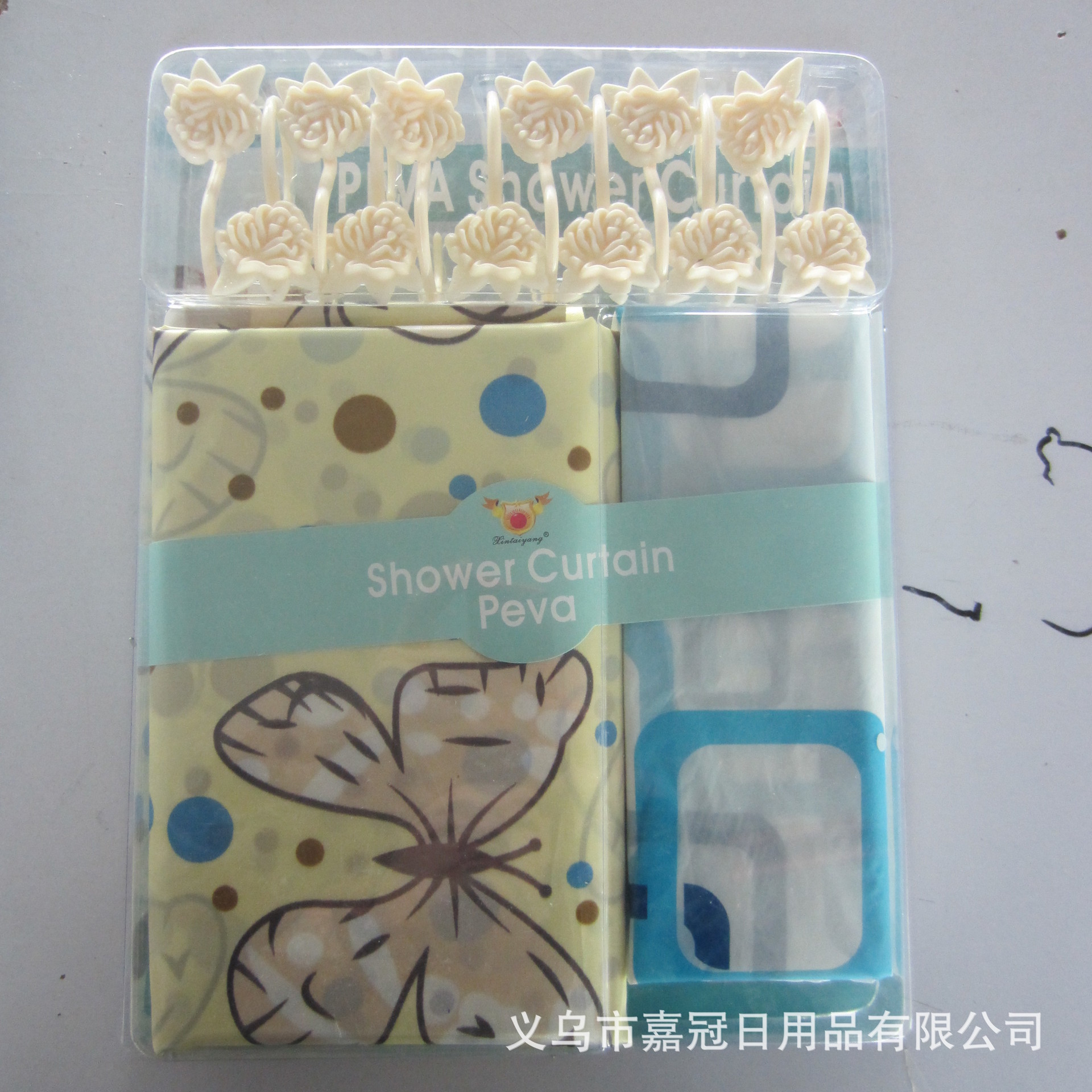 欧式高档 色丁浴帘加PE浴帘两件套 防水加厚防霉