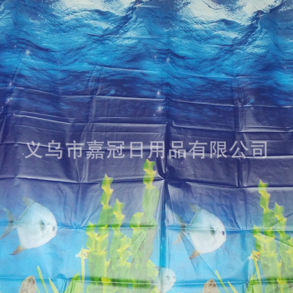 The blue underwater world Marine biological printed PEVA bath curtain is environmentally friendly and thickened details Picture