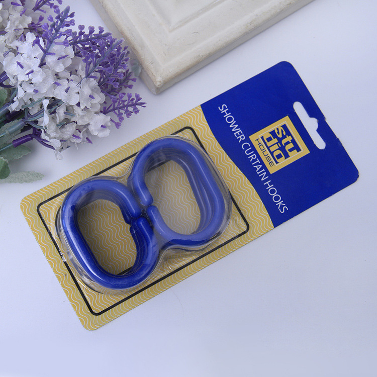 精装窗帘挂钩塑料蓝色PP材质加粗C型浴帘环