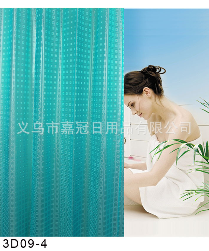 创意浴室帘小正方形立体变换3D浴帘防水加厚防霉