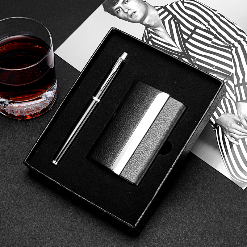 名片盒套装 广告礼品 企业礼品高端赠送 签字笔跟可激光LOGO细节图