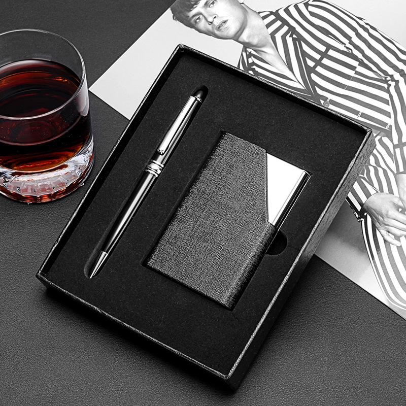 名片盒套装 广告礼品 企业礼品高端赠送 签字笔跟可激光LOGO产品图