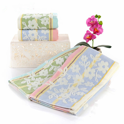 Factory direct sales of pure cotton towels, double-layer fabric plum blossom all-cotton fashionable towels details Picture